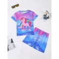 thumbnail image 6 of WIBACKER 3-12Y Girls 2-Piece Pajamas 3D Unicorn Printed Short Sleeve Cool Summer PJ Set Kids Sleepwear, 6 of 10