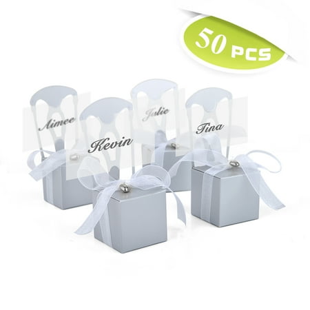 Gift Box Place Card Holder - Idoo 50 PCS Wedding Favor Box / Gift Box, Wedding Party Favors, Chair Place Card Holders