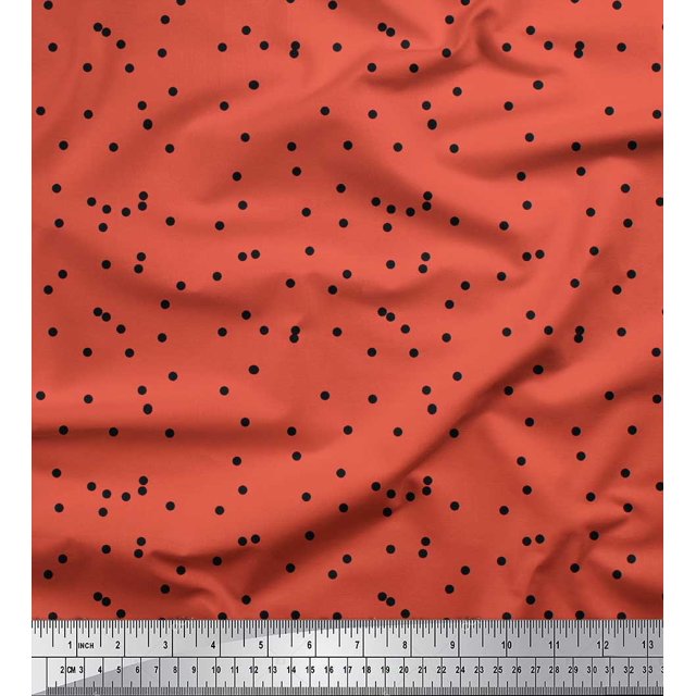 Soimoi Blue Rayon Fabric Polka Dots Print Sewing Fabric Yard 56 Inch Wide