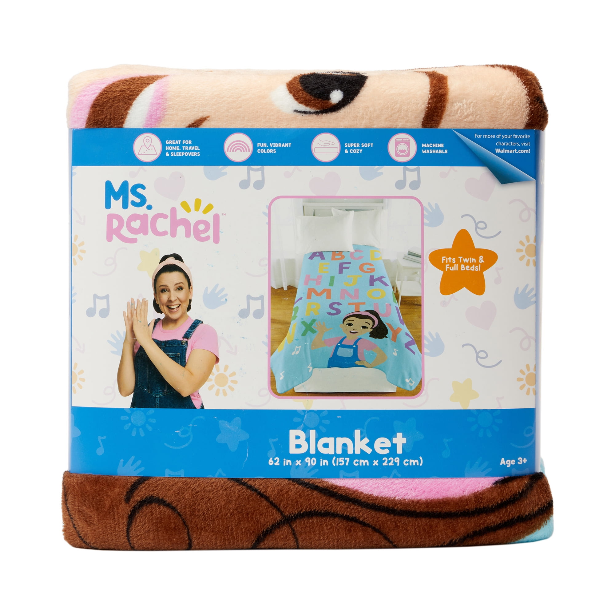 Ms. Rachel Kids Plush Blanket, Twin/Full Size, 62x90