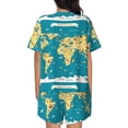 thumbnail image 3 of Bingfone World Map With Landmarks Print Pajamas Sets for Women Soft Short-Sleeved Pjs with Lounge Shorts Two Piece Sleepwear, 3 of 8