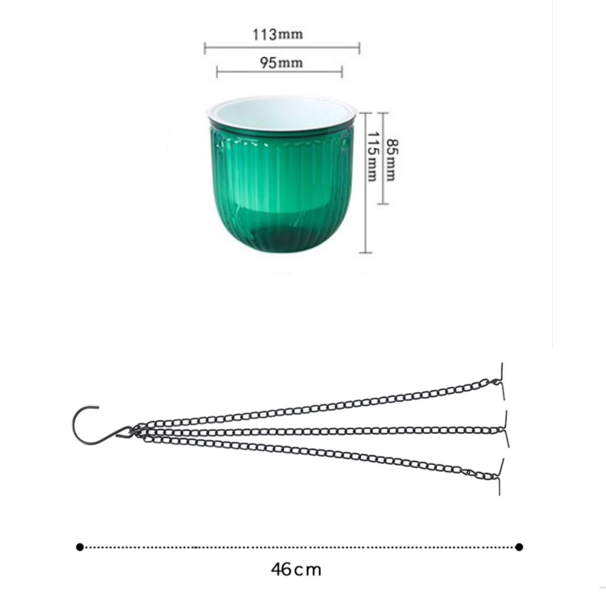 Trianu 3 Pcs Self Watering Hanging Planter 4.5inch Indoor Plant Hanging Pots Drainage Holes, Outdoor Small Hanging Planters Flower Pot Basket, Plant Hanger Home Decor, Gardening (Green)
