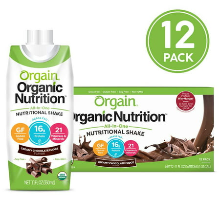 Orgain Organic Nutritional Shake, Creamy Chocolate Fudge - Meal Replacement, 16g Protein, 21 Vitamins & Minerals, Gluten Free, Soy Free, Kosher, Non-GMO, 11 Ounce, 12 Count (Packaging May Vary) (Best Protein Meal Replacement Shakes For Women)