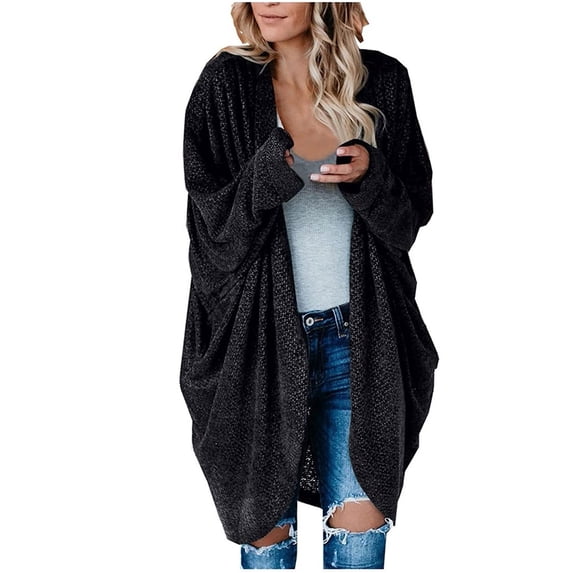 Uhndy 2022 Jackets for Women, Women Casual Christmas Printed Blouse Mid-Length Cardigan Long Sleeve Solid Tops Sweater Winter Coats Christmas Gifts for Women