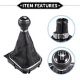 thumbnail image 4 of 1 Set Shift Knob with Boot Cover Compatible for VW Golf 6 MK5 2005-2014 Faux Leather Black White 5 Speed, 4 of 6