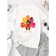 thumbnail image 2 of Creative Math Turkey Pattern Printed Women'S Trendy Round Neck Short Sleeve, Simple Casual Sports T-Shirt, Comfortable Summer Top for Holidays., 2 of 6