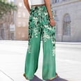 thumbnail image 7 of Plus Size Hawaiian Print Palazzo Pants for Women High Waist Wide Leg Resort Wear Trousers with Pockets Green 2XL, 7 of 7