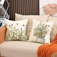thumbnail image 5 of Spring Pillow Covers 20x20 Inch Set of 4 Green Plant Flower Throw Pillows Covers Floral Outdoor Decorative Square Linen Farmhouse Cushion Covers for Home Sofa Bed Couch, 5 of 6