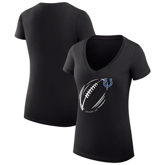 Women's G-III 4Her by Carl Banks Black Indianapolis Colts Super-Slim Fit Lightweight Subtle Football V-Neck T-Shirt