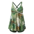thumbnail image 4 of WEAIXIMIUNG Womens Swimsuits 2 Piece Ladies Plus Size Chest Ties Printed Retro Split Swimsuit XXL, 4 of 6