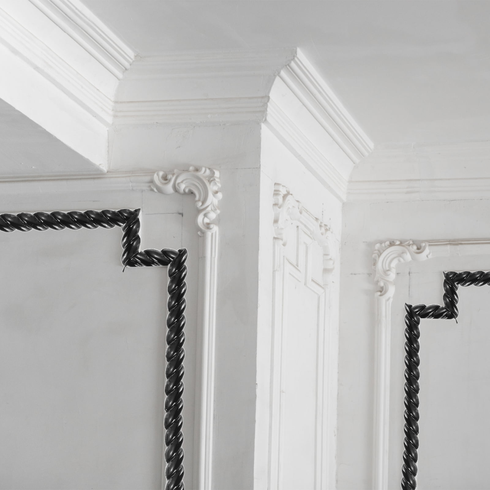 Unique Bargains Peel Stick Molding Trim Walls Adhesive Home Decor Black 0.4" x 16 ft