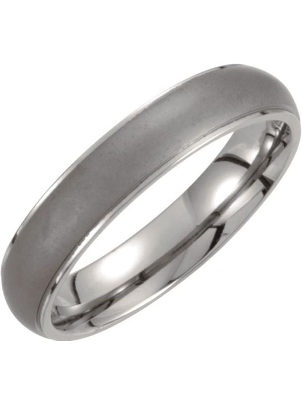 Ridged Dome Wedding Band Ring in Titanium Size 9