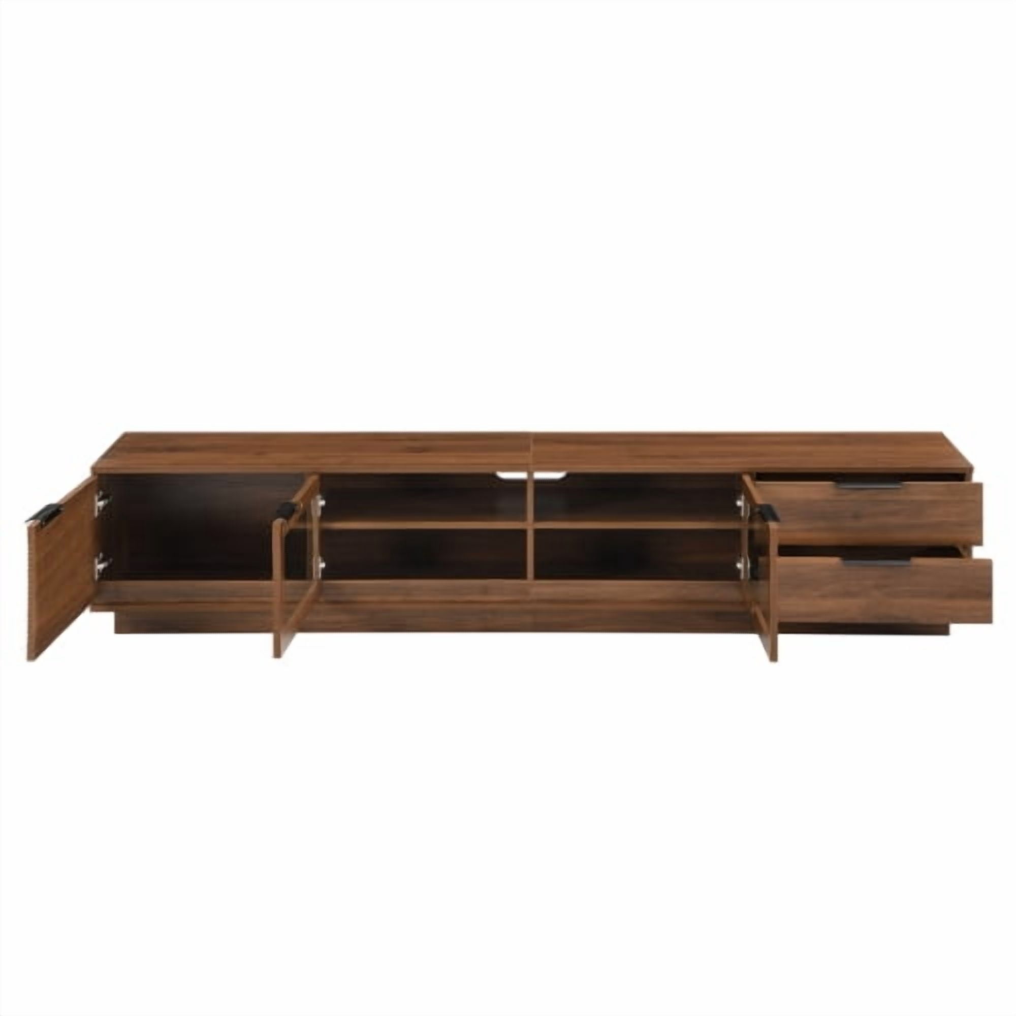 78-inch Modern TV Stand for TVs up to 85", Floor-Standing Entertainment Center with Two Drawers, Glass Doors, Soft-Closing Hinges, and Cable Management for Living Room