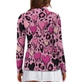 thumbnail image 3 of Yuyamidu Heart Golf Top for Women Golf Shirts Pink Leopard Print Long Sleeve Collared Tennis Shirt Comfy Quarter Zip Activewear Size XS, 3 of 8
