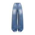 thumbnail image 7 of FEDPOP Girls Wide Leg Baggy Jeans, High Waisted Denim Pants with Pockets, Casual Y2K Loose Trousers for Kids, Blue, 8-14Y, 7 of 7