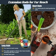 Garden Tools Set with Extension Handles, Heavy-Duty Steel Thick Gardening Hand Tools,5 Pieces