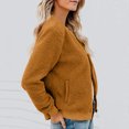 thumbnail image 3 of Women's Fashion Warm Shearling Zip Up Solid Jacket Khaki Yellow M, 3 of 7