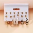 thumbnail image 4 of Juego de 6 pares de pendientes retro tipo C con personalidad creativa, pendientes de leopardo con gotas de aceite, pendientes de mariposa de amor Adecuado para muchas ocasiones, 4 of 6
