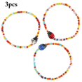 thumbnail image 2 of Pulsera de cuentas pequeñas colorida - Pulsera de playa de moda de 3 piezas Pulsera elástica con dijes, 2 of 6