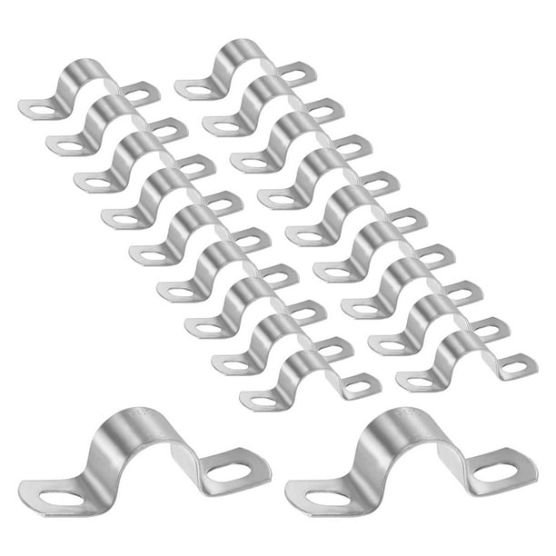 Uxcell 20-Pack Abrazaderas de Conducto, 7/8" Abrazadera de Tubería Rígida de Acero Inoxidable 304 M22 Soporte de Tubería para Fontanería
