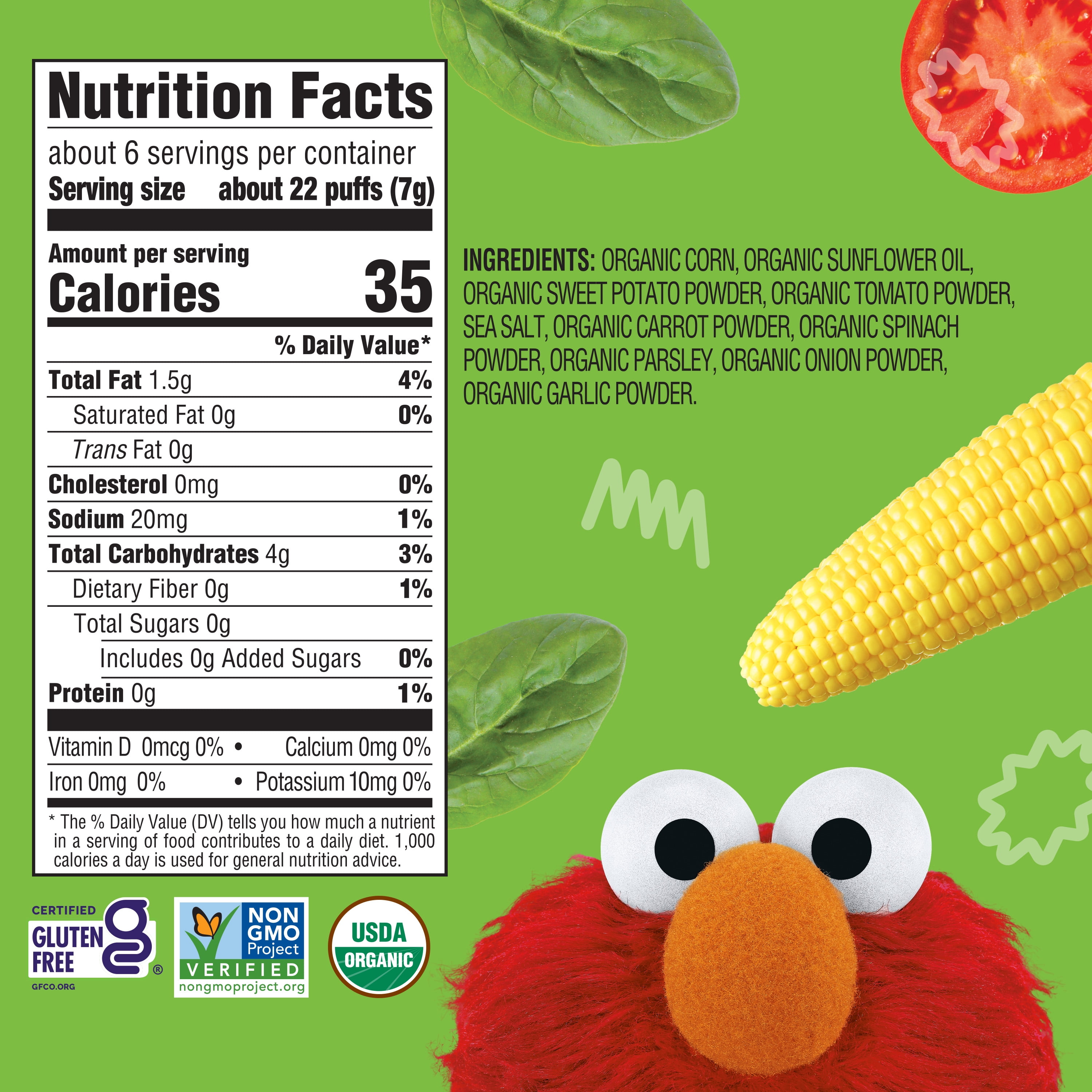 (2 pack) Earth's Best Organic Baby Toddler Snack Original Veggie Puffs, 1.55 oz Bag