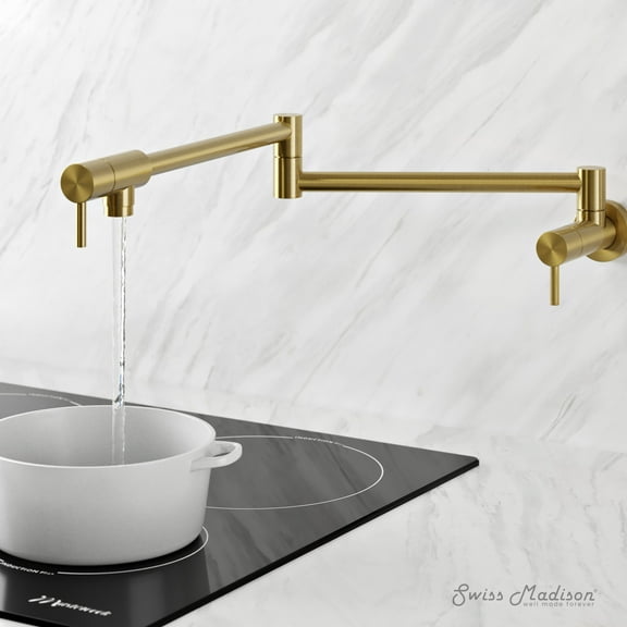 Ivy Retractable Wall-Mounted Pot Filler in Brushed Gold