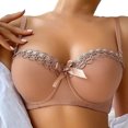 thumbnail image 2 of Ahabrexf Bras for Women Fashion Women Solid Color Lace Bow Together Breast Milk Wrap The Chest Removable Shoulder Strap Daily Bra Lace Bras for Women, 2 of 6