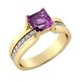 thumbnail image 5 of Amethyst 1.20 ctw Ring with Diamonds 14K Yellow Gold Bridge Channel set Princess, 5 of 7