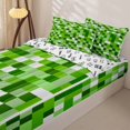 thumbnail image 3 of Erosebridal Green Pixel Grid Zipper Twin Comforter Sets with Fitted Sheet and 2 Pillowcases,Classic Geometric Pattern Zipper Bedding Set For Boys,Gamepad Reversible,4-Piece, 3 of 7