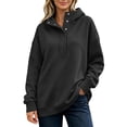 thumbnail image 2 of SYwaren Women's Casual Oversized Hoodie Half Button Pullover Long Sleeve Fall Sweatshirt Solid Color Tops, 2 of 9