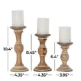 thumbnail image 3 of DecMode 3 Candle Light Brown Wood Candle Holder, Set of 3, 3 of 9