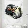thumbnail image 1 of Vintage Tapestry, Retro 40s Drag Car with Ombre Print Art, Fabric Wall Hanging Decor for Bedroom Living Room Dorm, 5 Sizes, Grey Orange, by Ambesonne, 1 of 1
