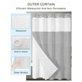 thumbnail image 2 of No Hook Cloth Fabric Shower Curtain with Snap in Liner, Grey Burlap Texture Waterproof Shower Curtains Set with See Through Top Window, Farmhouse Vintage Gray Bath Curtains Shower 54"x78", 2 of 6