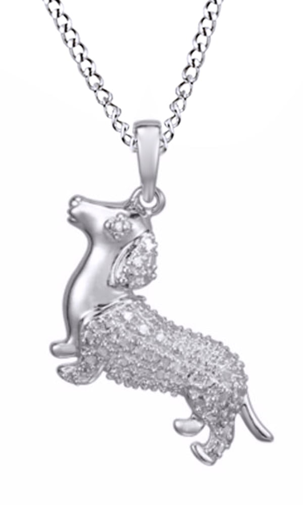 Diamond dachshund necklace Clearance