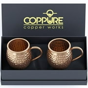 Moscow Mule Copper Mugs - Pure 100% Solid Hammered, Unlined Copper Cups For Icy Cold Cocktails