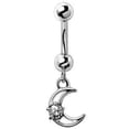 thumbnail image 3 of 316L Stainless Steel Moon and Star Dangle Navel Ring, 3 of 3