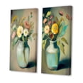 thumbnail image 3 of Designart "Blossoming Wildflowers in Retro Palette I" Floral Wall Art Set Of 2 - Traditional Beige Gallery Wall Set For Home Decor, 3 of 6