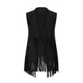 thumbnail image 5 of jtjvou Women's Fringe Vest 70s Hippie Sleeveless Western Faux Suede Cardigan Outerwear Black L, 5 of 10