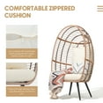 thumbnail image 3 of Wicker Rattan Egg Chair, Rest Chair with UV Resistant Cushions and Pillow, Lounging Chair for Indoor Outdoor Bedroom Patio Garden (Beige, 3 of 7
