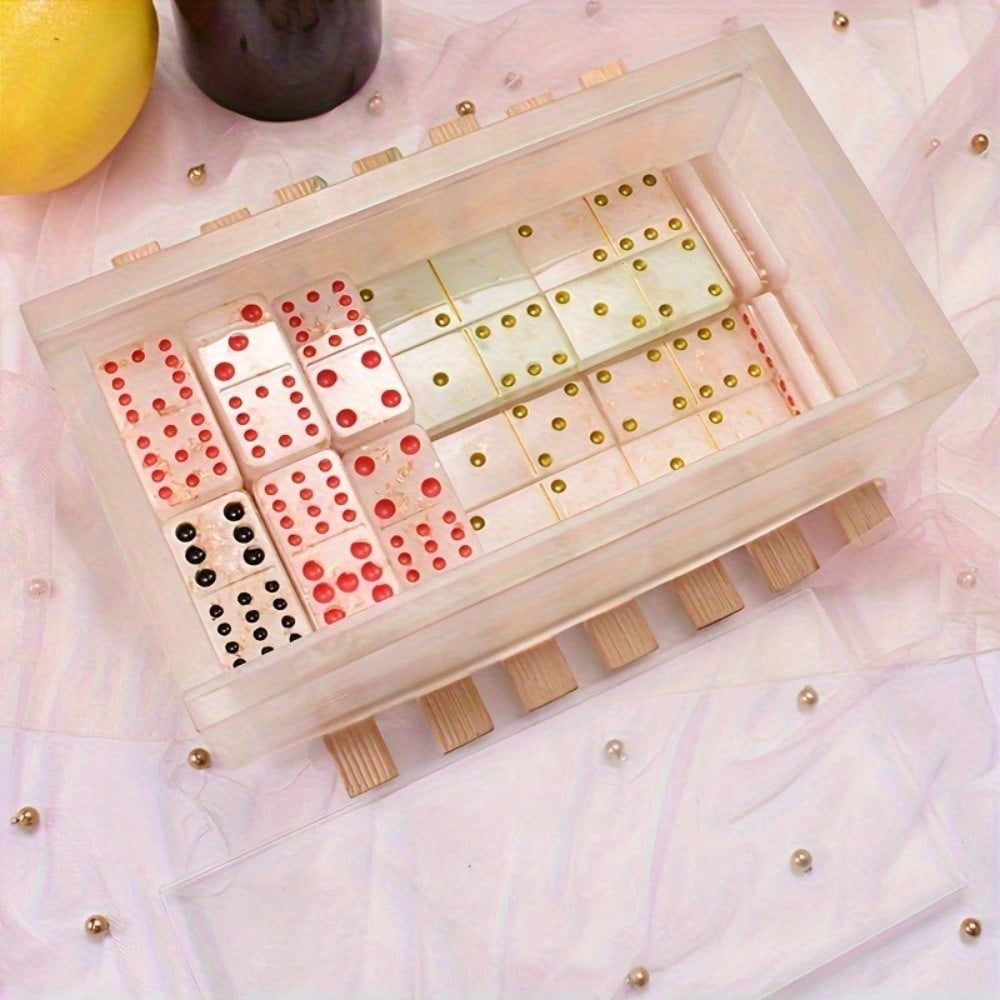 Epoxy Resin Molds, 2Pcs/Set DIY Dominoes Box & Chess Tissue Holder Silicone Mold for Epoxy Resin Craft, Jewelry Storage Case & Napkin Organizer Mold