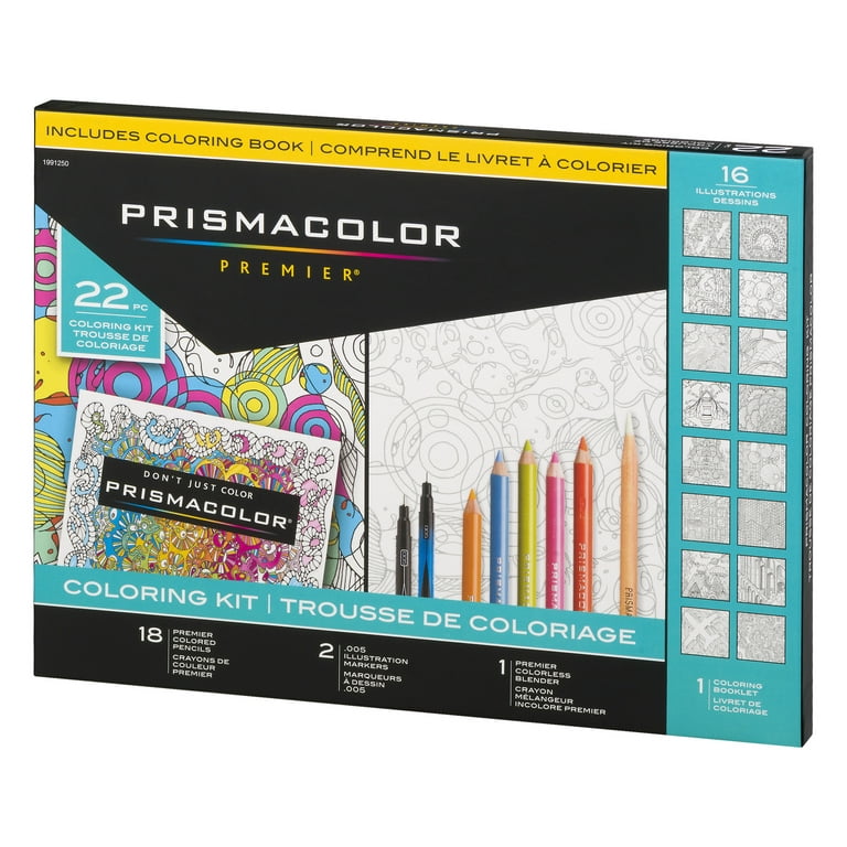 Prismacolor Premier Coloring Kit with Colored Pencils, Art Markers and  Adult Coloring Book, 22 Pieces 