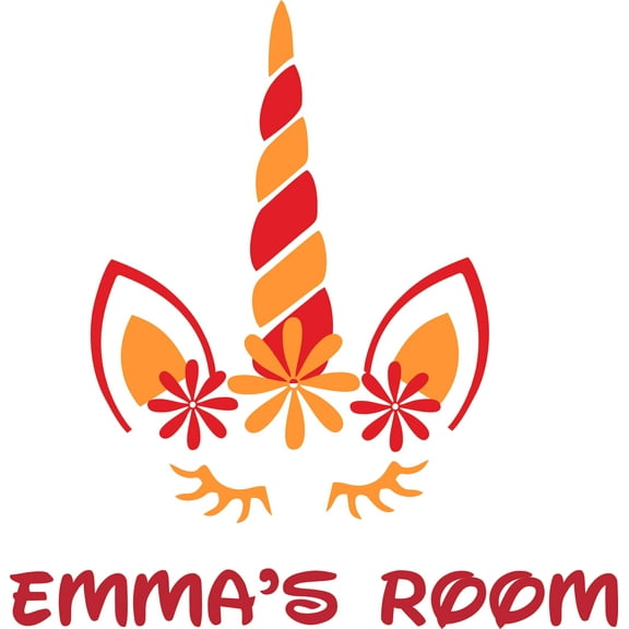 Floral Flower Unicorn Unicorns Horn Customized Wall Decal - Custom Vinyl Wall Art - Personalized Name - Baby Girls Boys Kids Bedroom Wall Decal Room Decor Wall Stickers Decoration Size (20x20 inch)