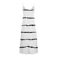 thumbnail image 5 of Honeeladyy Womens Summer Sleeveless Maxi Dress V Neck Bohemian Adjustable Spaghetti Strap Striped Loose Long Dress White XL, 5 of 5