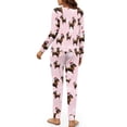 thumbnail image 3 of Yuyamidu Dachshund Dog Womens Pajama Sets Long Sleeve Long Pants Snowflake Nightwear Set Size M 2pcs Pink Crewneck Home Wear Christmas Sleepwear Pj Set, 3 of 7