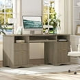 thumbnail image 2 of Bestier 59" Computer Home Office PC Desk with Keyboard Tray and Storage Drawers, Gray Wash, 2 of 8