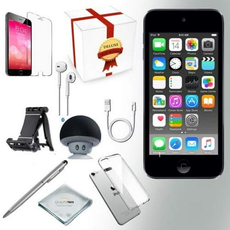 - Apple iPod touch 32GB (6th Generation - Latest Model), Assorted Colors + Bluetooth Speaker + Clear Case + Screen Protector + Stand + Stylus Pen + Cloth