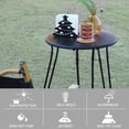 thumbnail image 3 of Tables d'Appoint d'Extérieur, Table d'Extrémité Ronde de Patio en Métal d'Extérieur Résistante aux Intempéries et Antirouille, Table d'Extrémité d'Extérieur pour Jardin, Véranda, Balcon, Cour (Blanc), 3 of 5