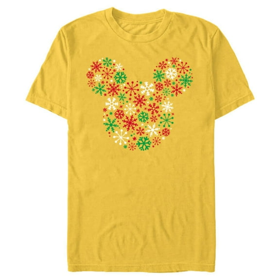 Disney Mickey Mouse Icon Holiday Snowflakes - Short Sleeve Blended T-Shirt for Adults -Customized-Yellow