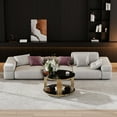thumbnail image 6 of Harper & Bright Designs Round Black Mirror Coffee Table, Gold Center Table with Asymmetrical Metal and Circular Metal Drum Base, 6 of 20