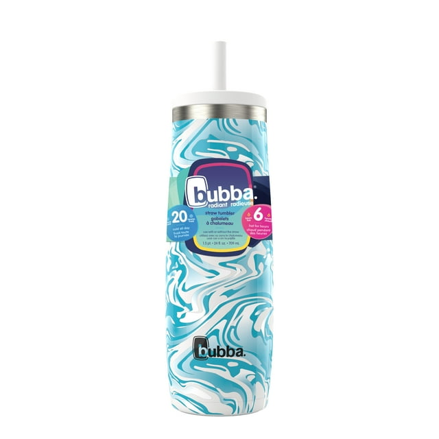 bubba Radiant Tumbler, 24 oz (709 ml), Stainless Steel Insulated Water Bottle, Scuba Marble Swirl